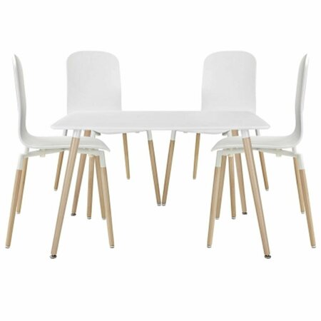 EAST END IMPORTS Stack Wood Dining Chairs and Table Set of 5- White EEI-1375-WHI